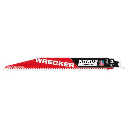 Milwaukee SAWZALL™ The WRECKER™ with NITRUS CARBIDE™ Teeth Demolition 230mm 9" 6TPI Blade 1 Pack - 48005272 - Available at Power Tool Specialists, Carlton, Victoria, Australia.
