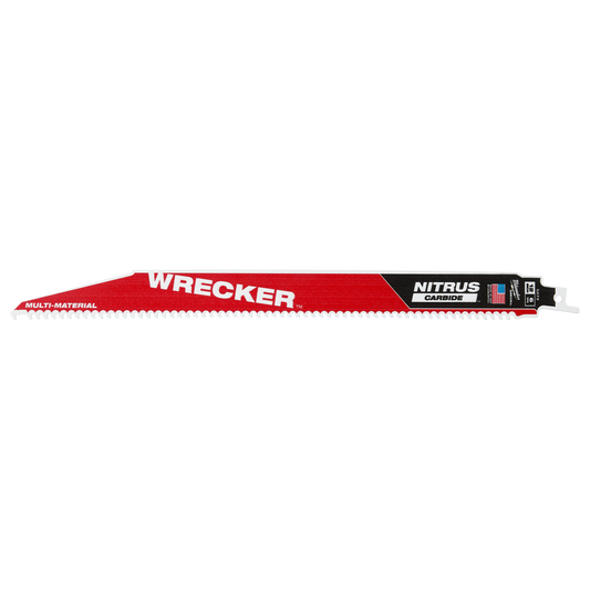 Milwaukee SAWZALL™ The WRECKER™ with NITRUS CARBIDE™ Teeth Demolition 300mm 12" 6TPI Blade 1 Pack - 48005273 - Available at Power Tool Specialists, Carlton, Victoria, Australia.