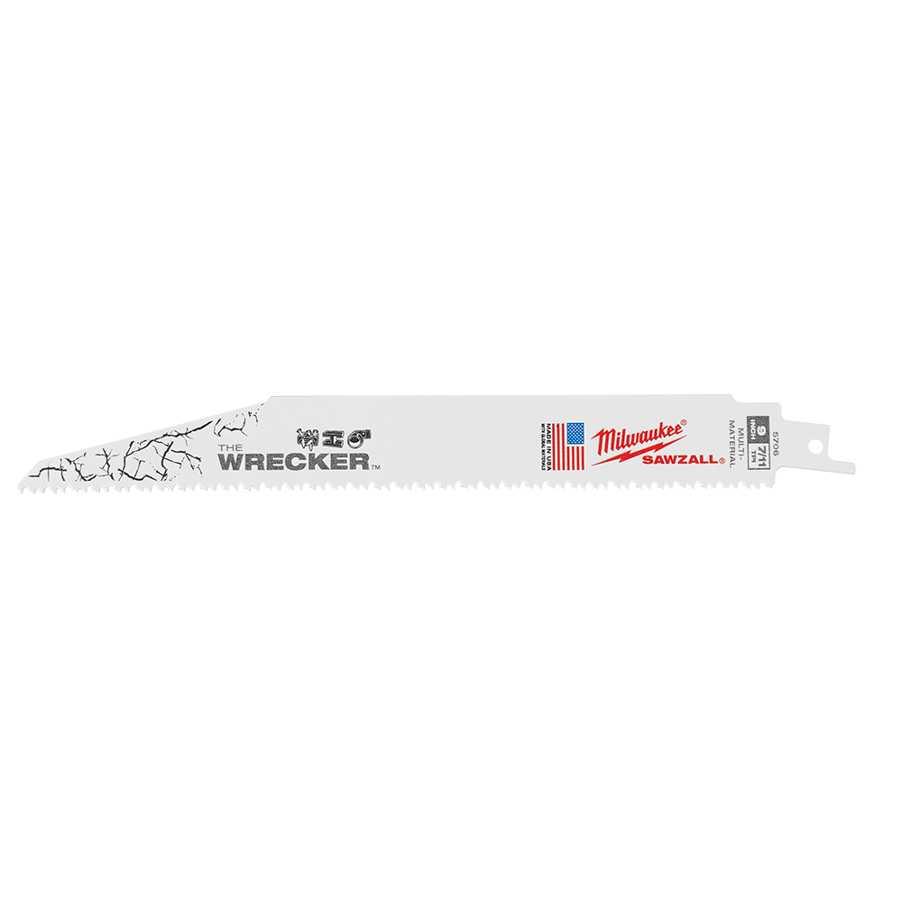Milwaukee SAWZALL™ The WRECKER™ Demolition 230mm 9" 7/11TPI Blade 5 Pack - 48005706 - Available at Power Tool Specialists, Carlton, Victoria, Australia.
