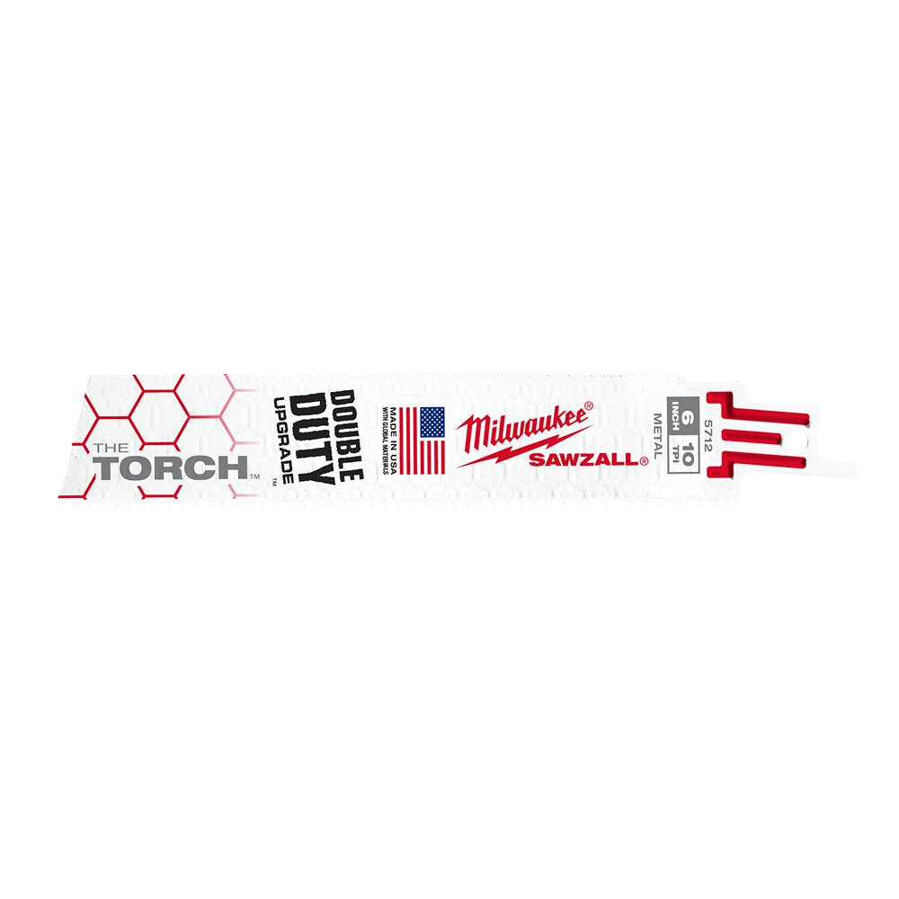 Milwaukee SAWZALL™ The TORCH™ Metal Demolition 150mm 6" 10TPI Blade 5 Pack - 48005712 - Available at Power Tool Specialists, Carlton, Victoria, Australia.