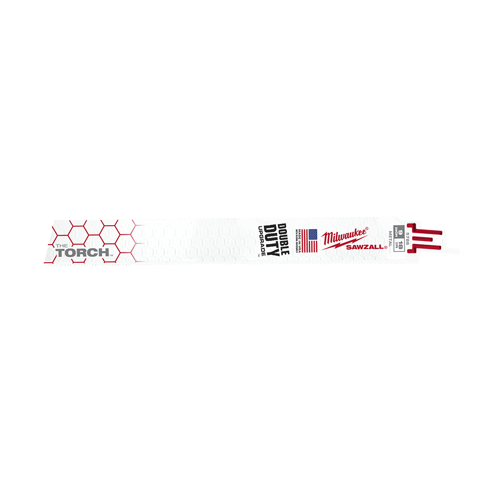 Milwaukee SAWZALL™ The TORCH™ Metal Demolition 230mm 9" 18TPI Blade 5 Pack - 48005788 - Available at Power Tool Specialists, Carlton, Victoria, Australia.