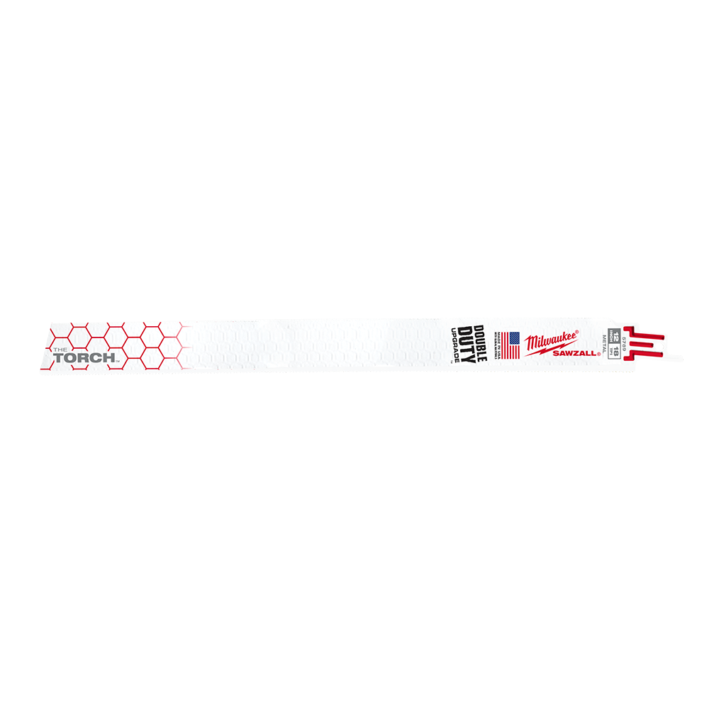 Milwaukee SAWZALL™ The TORCH™ Metal Demolition 300mm 12" 18TPI Blade 5 Pack - 48005789 - Available at Power Tool Specialists, Carlton, Victoria, Australia.