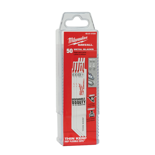 Milwaukee SAWZALL™ Thin Kerf Metal 150mm 6" 18TPI Blade 50 Pack - 48016184 - Available at Power Tool Specialists, Carlton, Victoria, Australia.