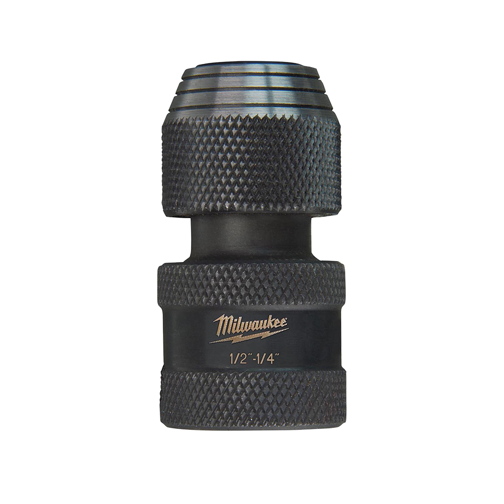 Milwaukee SHOCKWAVE™ Power Bit Socket Adapter 1/2" Square to 1/4" Hex - 48034410 - Available at Power Tool Specialists, Carlton, Victoria, Australia.