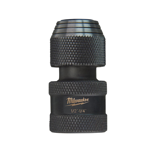 Milwaukee SHOCKWAVE™ Power Bit Socket Adapter 1/2" Square to 1/4" Hex - 48034410 - Available at Power Tool Specialists, Carlton, Victoria, Australia.