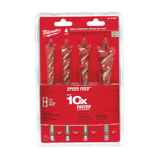 Milwaukee Speed Feed Kit 4Pce (13mm,16mm,19mm,25mm) - 48130400 - Available at Power Tool Specialists, Carlton, Victoria, Australia.