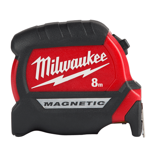 Milwaukee Compact Magnetic Tape Measure 8m - 48220508 - Available at Power Tool Specialists, Carlton, Victoria, Australia.