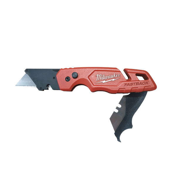 Milwaukee FASTBACK™ Folding Utility Knife with Storage  - 48221502 - Available at Power Tool Specialists, Carlton, Victoria, Australia.