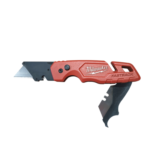 Milwaukee FASTBACK™ Folding Utility Knife with Storage  - 48221502 - Available at Power Tool Specialists, Carlton, Victoria, Australia.