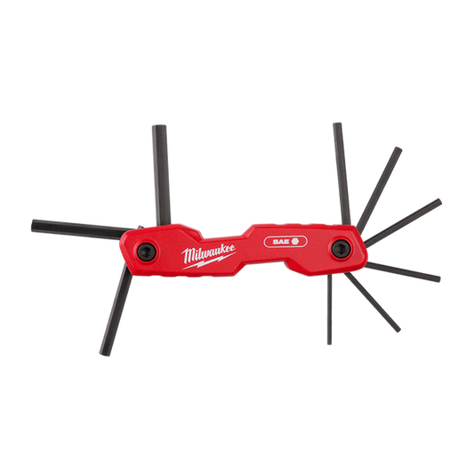 Milwaukee 9pce SAE Folding Hex Key Set - 48222181 available at Power Tool Specialists, Carlton, VIC, AUSTRALIA