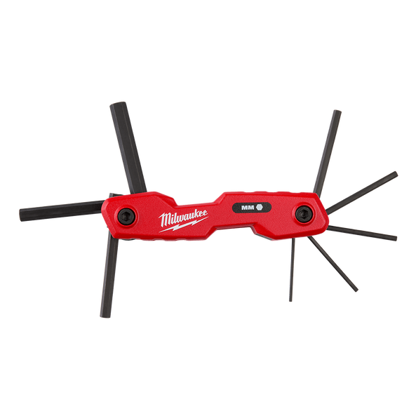 Milwaukee 8 Piece Metric Folding Hex Key Set - 48222182 available at Power Tool Specialists, Carlton, VIC, AUSTRALIA