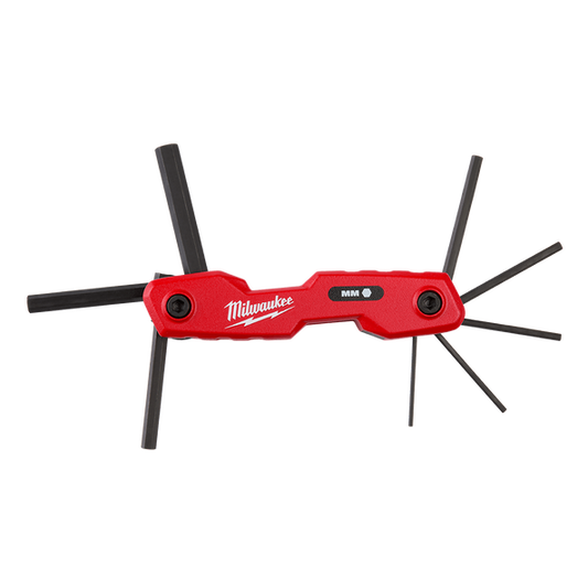 Milwaukee 8 Piece Metric Folding Hex Key Set - 48222182 available at Power Tool Specialists, Carlton, VIC, AUSTRALIA