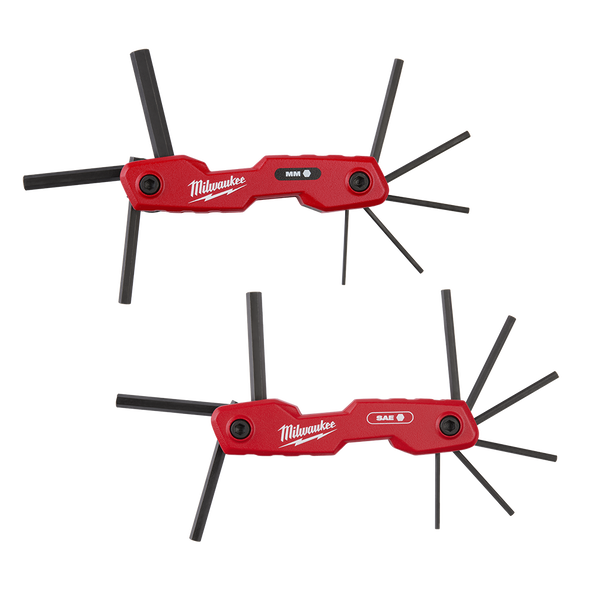 Milwaukee 17 Piece Metric/SAE Folding Hex Key Set - 48222183 - Available at Power Tool Specialists, Carlton, Victoria, Australia.