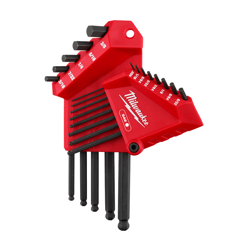 Milwaukee 13PC SAE L-Style with Ball End Hex Key Set - 48222185 - Available at Power Tool Specialists, Carlton, Victoria, Australia.