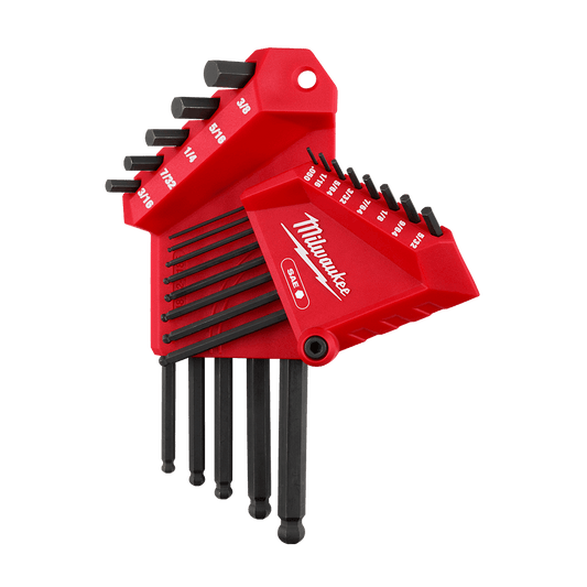 Milwaukee 13PC SAE L-Style with Ball End Hex Key Set - 48222185 - Available at Power Tool Specialists, Carlton, Victoria, Australia.