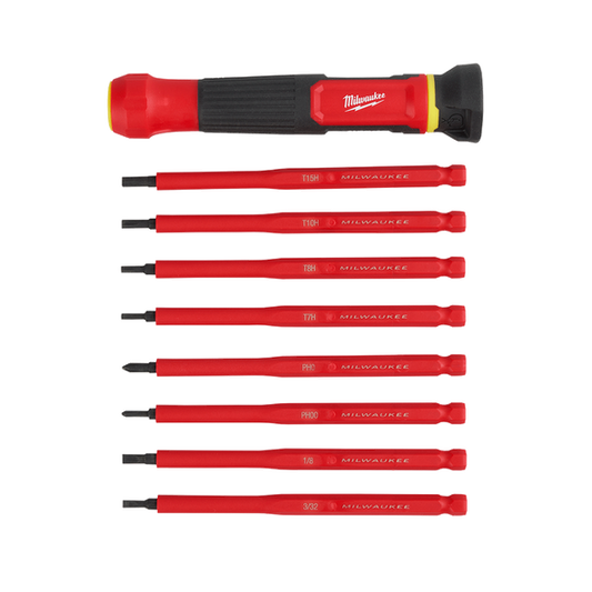 Milwaukee 8-in-1 1000v Insulated Precision Multi-Bit Screwdriver  - 48222217 available at Power Tool Specialists, Carlton, VIC, AUSTRALIA