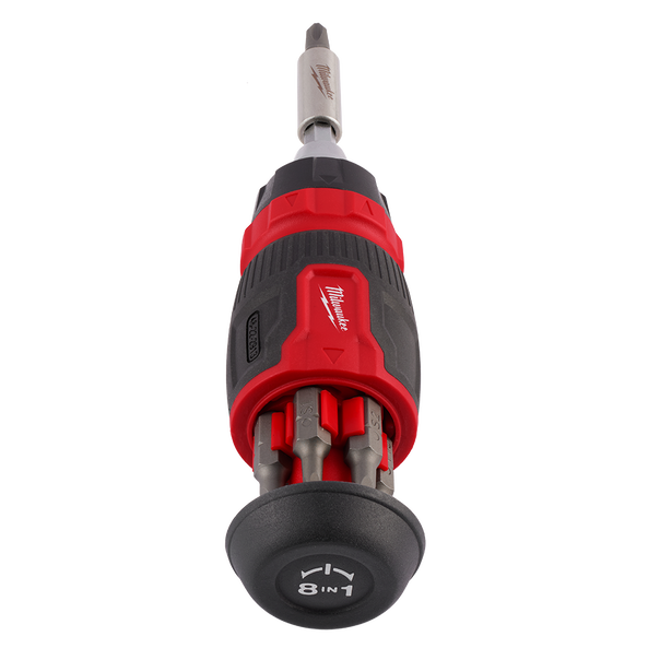 Milwaukee 8-in-1 Ratcheting Compact Multi-Bit Screwdriver - 48222913 available at Power Tool Specialists, Carlton, VIC, AUSTRALIA