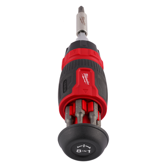 Milwaukee 8-in-1 Ratcheting Compact Multi-Bit Screwdriver - 48222913 available at Power Tool Specialists, Carlton, VIC, AUSTRALIA