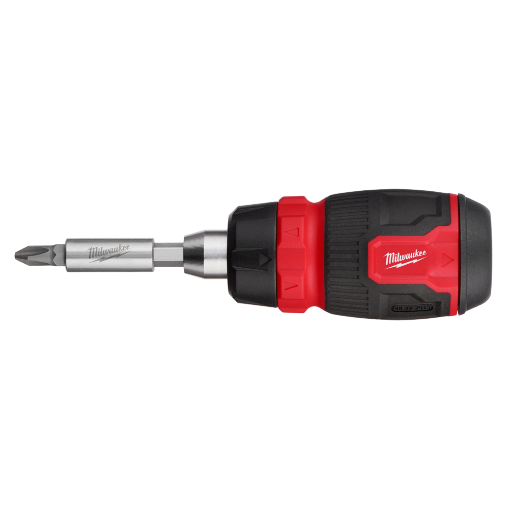 Milwaukee 8-in-1 Ratcheting Compact Multi-Bit Screwdriver - 48222913 - Available at Power Tool Specialists, Carlton, Victoria, Australia.