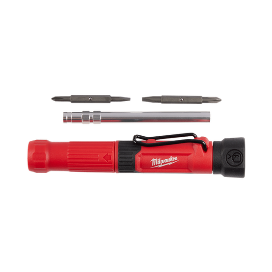 Milwaukee 4-in-1 Pocket Precision Multi-Bit Screwdriver - 48222932 available at Power Tool Specialists, Carlton, VIC, AUSTRALIA