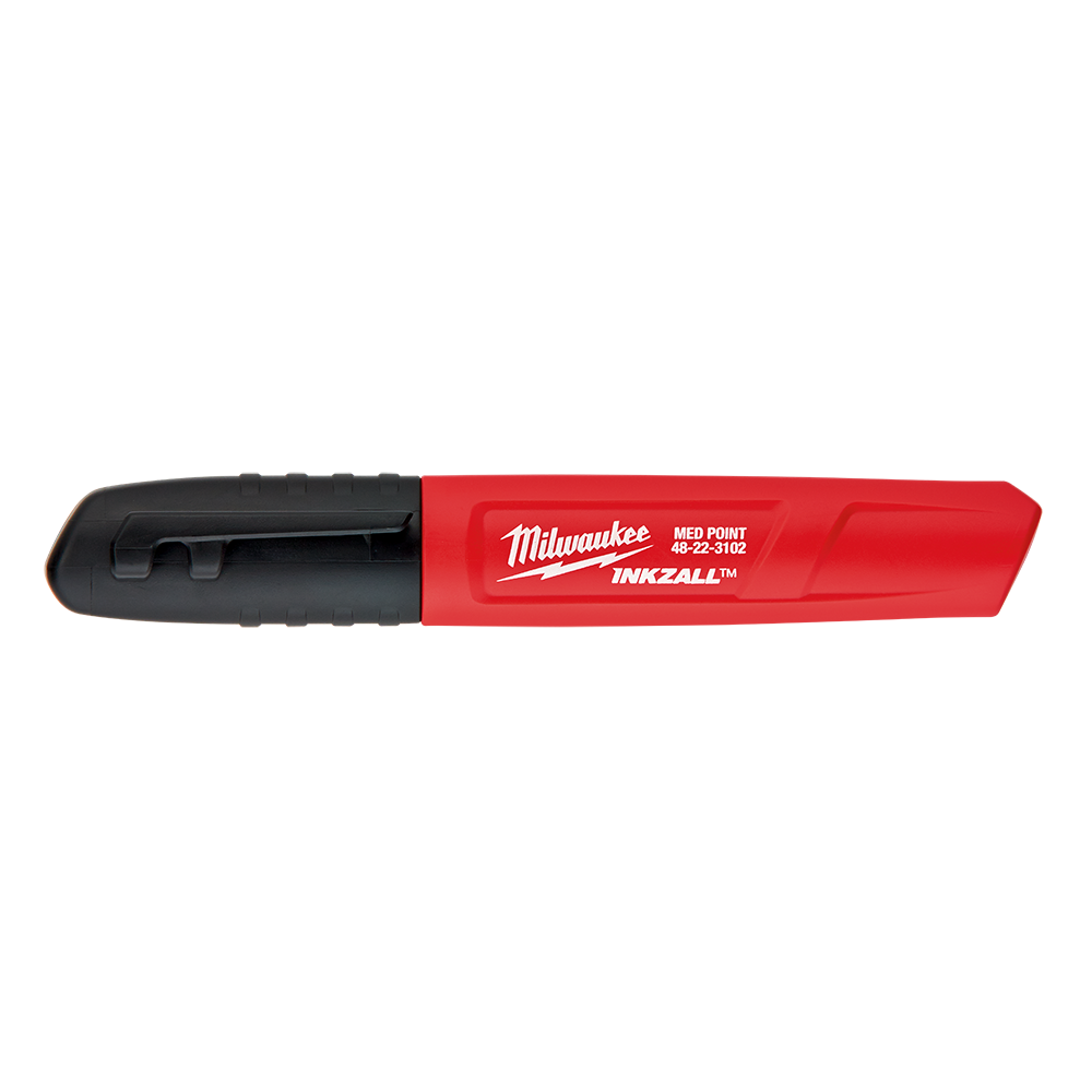 Milwaukee INKZALL™ Med Point Marker Black 2pk - 48223102 - Available at Power Tool Specialists, Carlton, Victoria, Australia.