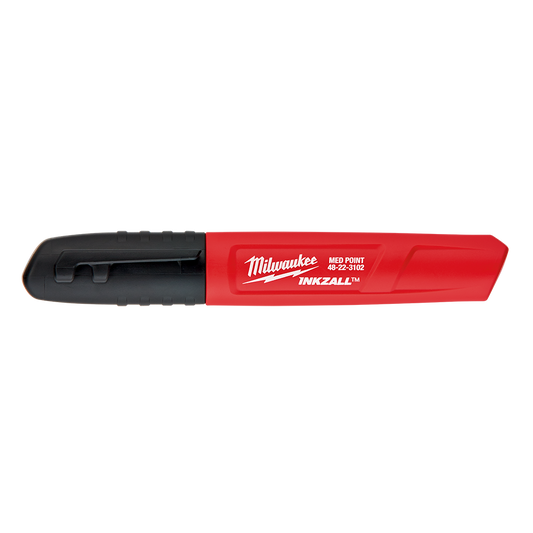 Milwaukee INKZALL™ Med Point Marker Black 2pk - 48223102 - Available at Power Tool Specialists, Carlton, Victoria, Australia.