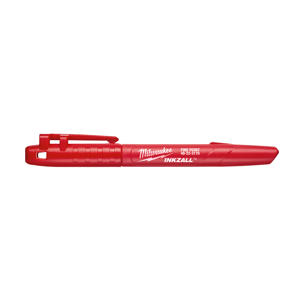 Milwaukee INKZALL™ Fine Point Marker Red 36pk  - 48223170 - Available at Power Tool Specialists, Carlton, Victoria, Australia.
