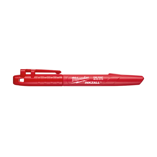 Milwaukee INKZALL™ Fine Point Marker Red 36pk  - 48223170 - Available at Power Tool Specialists, Carlton, Victoria, Australia.