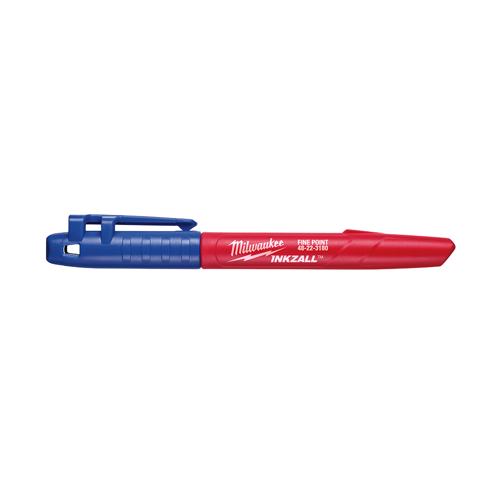 Milwaukee INKZALL™ Fine Point Marker Blue 36pk  - 48223180 - Available at Power Tool Specialists, Carlton, Victoria, Australia.