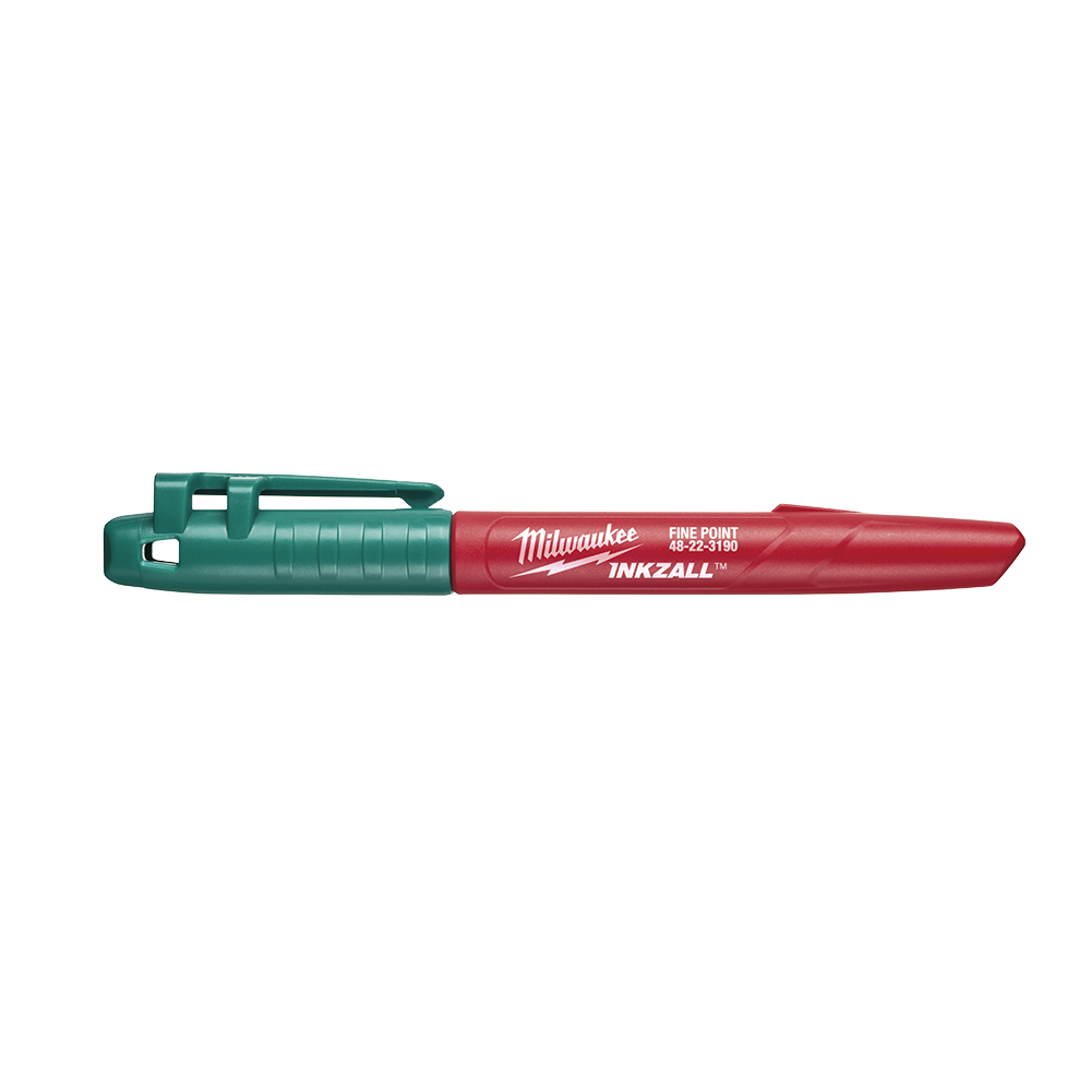 Milwaukee INKZALL™ Fine Point Marker Green 36pk  - 48223190 - Available at Power Tool Specialists, Carlton, Victoria, Australia.