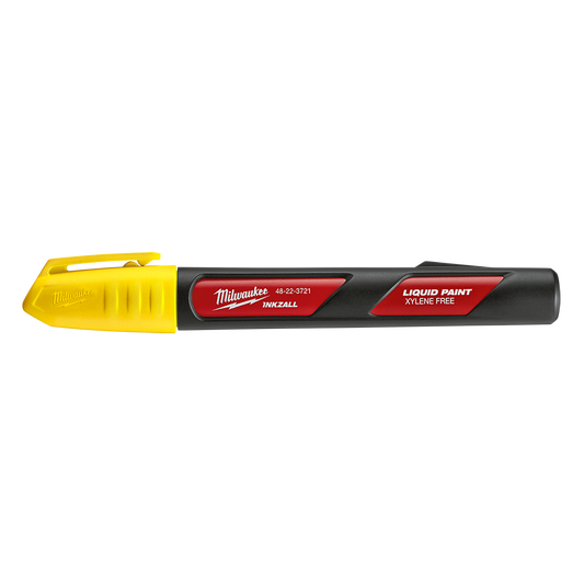Milwaukee INKZALL™ Liq Paint Marker Yellow  - 48223722 - Available at Power Tool Specialists, Carlton, Victoria, Australia.
