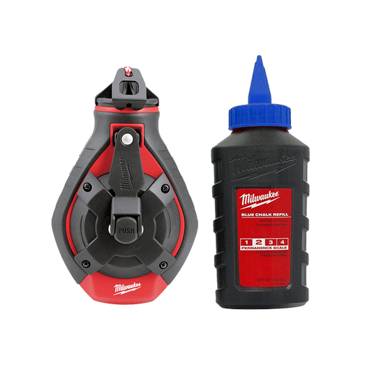 Milwaukee Bold Line Chalk Reel w Blue Chalk  - 48223982 - Available at Power Tool Specialists, Carlton, Victoria, Australia.