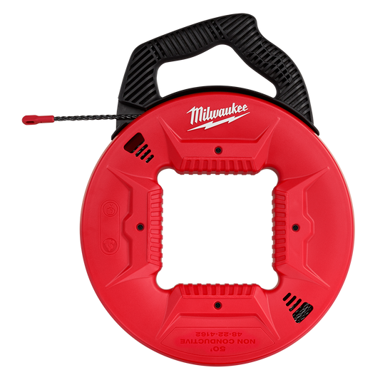 Milwaukee Polyester Fish Tape Plastic Tip 15m (50ft) - 48224162 - Available at Power Tool Specialists, Carlton, Victoria, Australia.