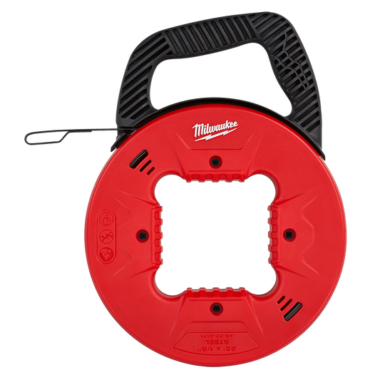 Milwaukee Steel Fish Tape 3.2mm  - 7.5m (25ft) - 48224171 - Available at Power Tool Specialists, Carlton, Victoria, Australia.