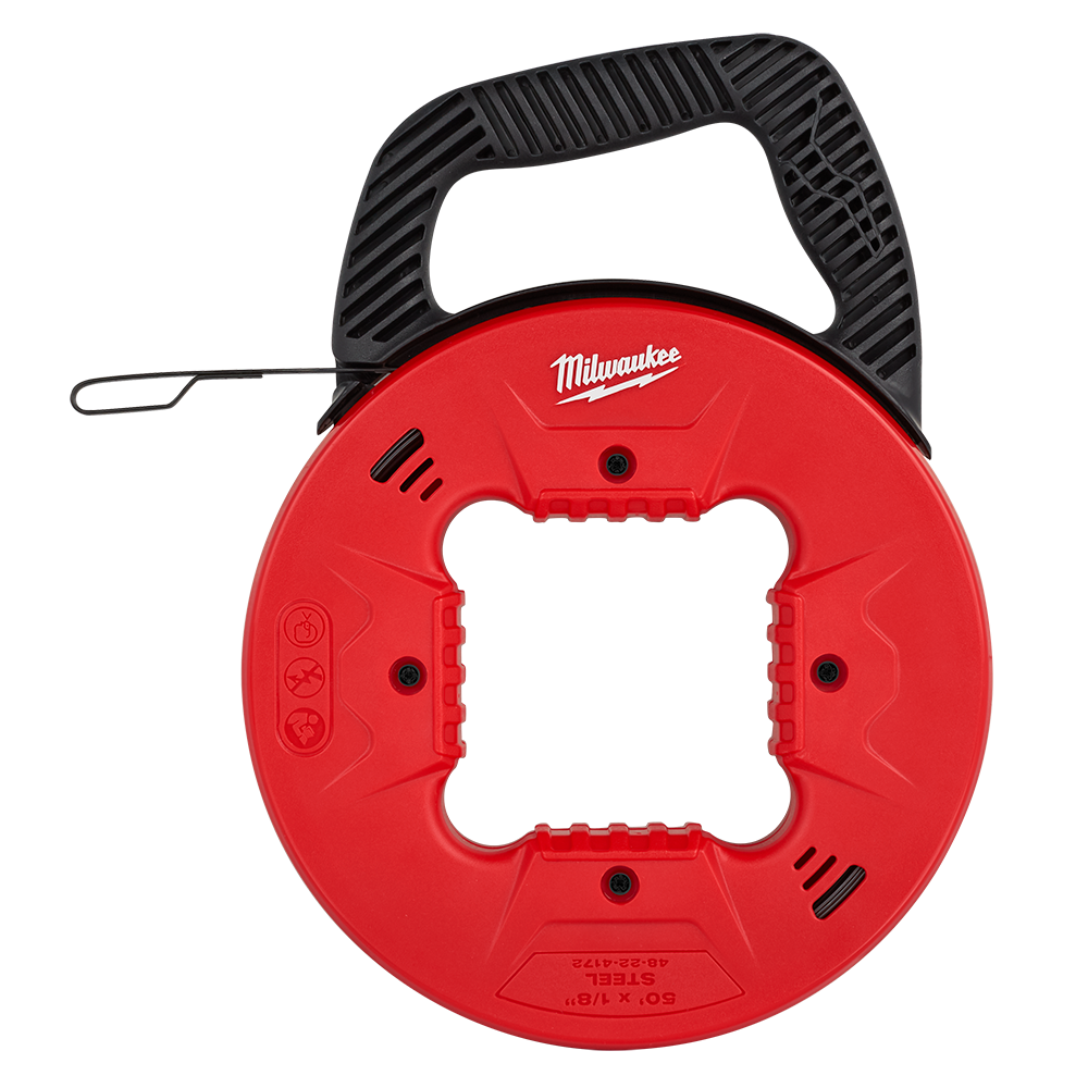Milwaukee Steel Fish Tape 3.2mm -  15m (50ft) - 48224172 - Available at Power Tool Specialists, Carlton, Victoria, Australia.
