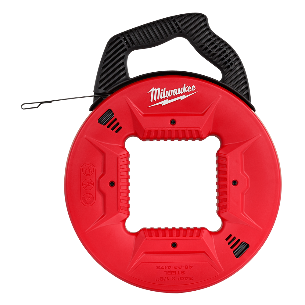 Milwaukee Steel Fish Tape 3.2mm - 73m (240ft) - 48224178 - Available at Power Tool Specialists, Carlton, Victoria, Australia.