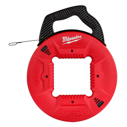 Milwaukee Steel Fish Tape 3.2mm - 73m (240ft) - 48224178 - Available at Power Tool Specialists, Carlton, Victoria, Australia.
