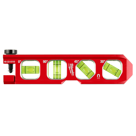 Milwaukee 4 Vial Torpedo Level  - 48225110A - Available at Power Tool Specialists, Carlton, Victoria, Australia.