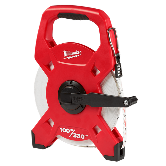 Milwaukee Fibreglass Open Reel Long Tape 100M/330ft - 48225310 - Available at Power Tool Specialists, Carlton, Victoria, Australia.