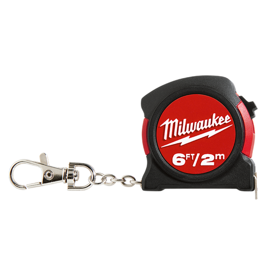 Milwaukee Keychain Tape Measure 2m/6ft - 48225506C - Available at Power Tool Specialists, Carlton, Victoria, Australia.