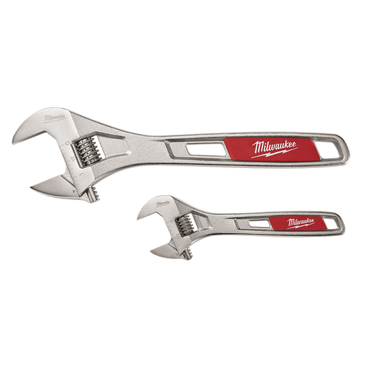 Milwaukee Adjustable Wrench 250mm & 150mm 2pk - 48227400 - Available at Power Tool Specialists, Carlton, Victoria, Australia.
