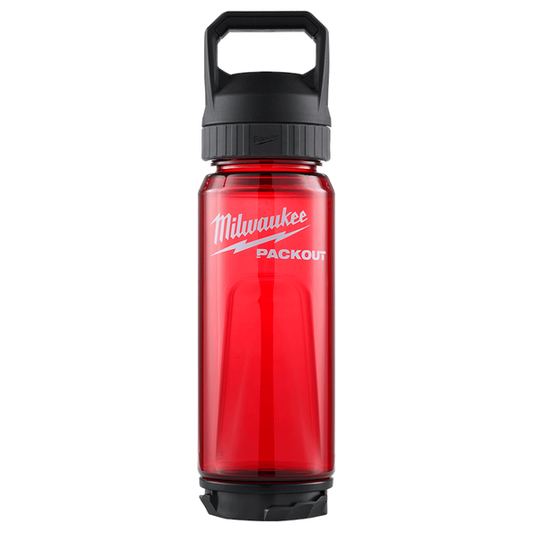 Milwaukee PACKOUT™ 740ml (25oz) Plastic Bottle Red - 48228371R - Available at Power Tool Specialists, Carlton, Victoria, Australia.