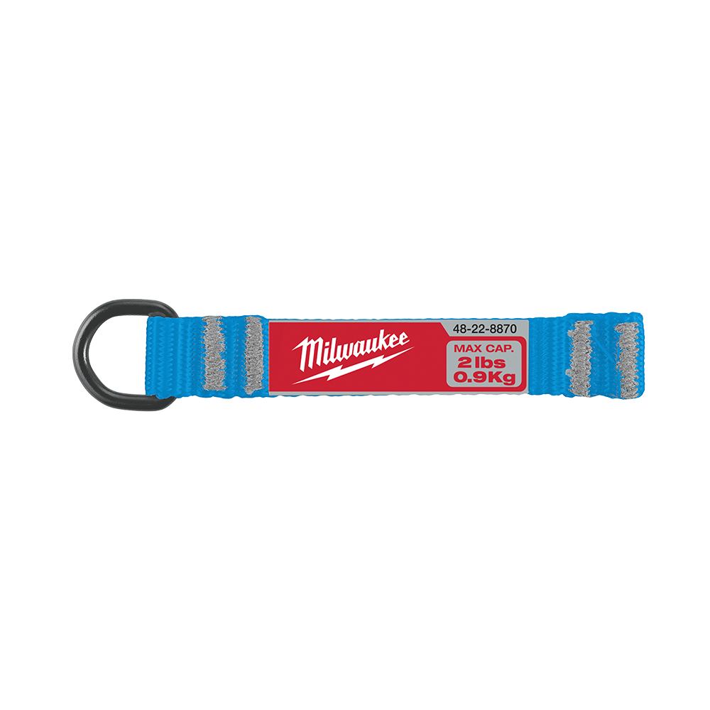 Milwaukee 0.9kg (2lb) D-Ring Web Lanyard Attachment 5 Pack - To use with Self Adhering Tape - 48228870 - Available at Power Tool Specialists, Carlton, Victoria, Australia.