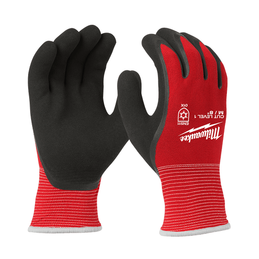 Milwaukee Cut 1(A) Winter Insulated Latex Double Dipped Gloves 1 Pack - S - 48228910 - Available at Power Tool Specialists, Carlton, Victoria, Australia.