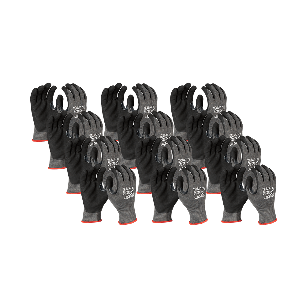 Milwaukee Cut 5(E) Nitrile Dipped Gloves 12 Pack - S  - 48228950A - Available at Power Tool Specialists, Carlton, Victoria, Australia.
