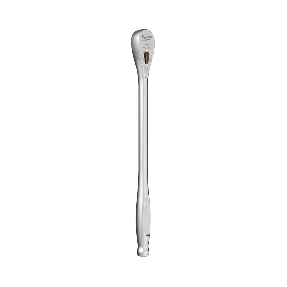 Milwaukee 1/4" Drive Fixed Head Ratchet 229mm (9")  - 48229005 - Available at Power Tool Specialists, Carlton, Victoria, Australia.
