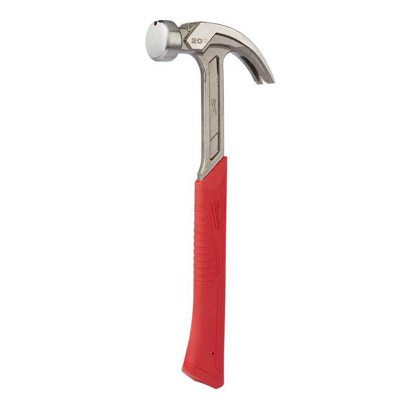 Milwaukee 20oz Smooth Face Steel Curved Claw Hammer - 48229080A - Available at Power Tool Specialists, Carlton, Victoria, Australia.