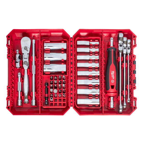 Milwaukee 1/4" Drive 42 Piece Premium Metric Socket, Bit & Wrench Set - 48229198 - Available at Power Tool Specialists, Carlton, Victoria, Australia.