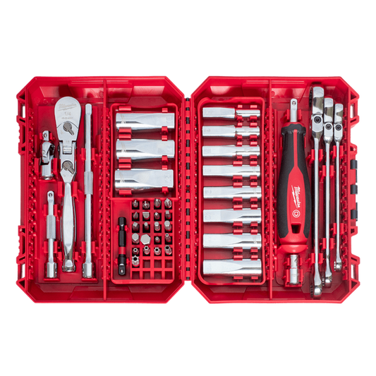 Milwaukee 1/4" Drive 42 Piece Premium Metric Socket, Bit & Wrench Set - 48229198 - Available at Power Tool Specialists, Carlton, Victoria, Australia.