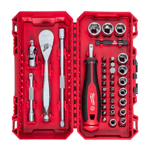 Milwaukee 1/4" Drive 38 Piece Metric Socket & Bit Set - 48229199 - Available at Power Tool Specialists, Carlton, Victoria, Australia.